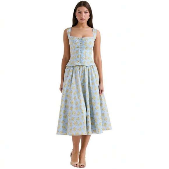 House of Cb Cora Gathered Lace-Up Skirt with Pockets Blue Size XS New With Tags - Picture 17 of 17